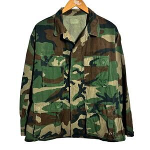 Military Woodland Camouflage Hot Weather Coat Men M Reg Green Rip Stop Pocket